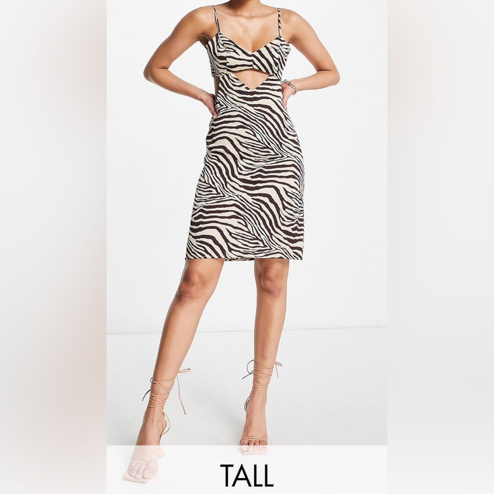 Lola May Tall cut out cami mini dress in zebra print